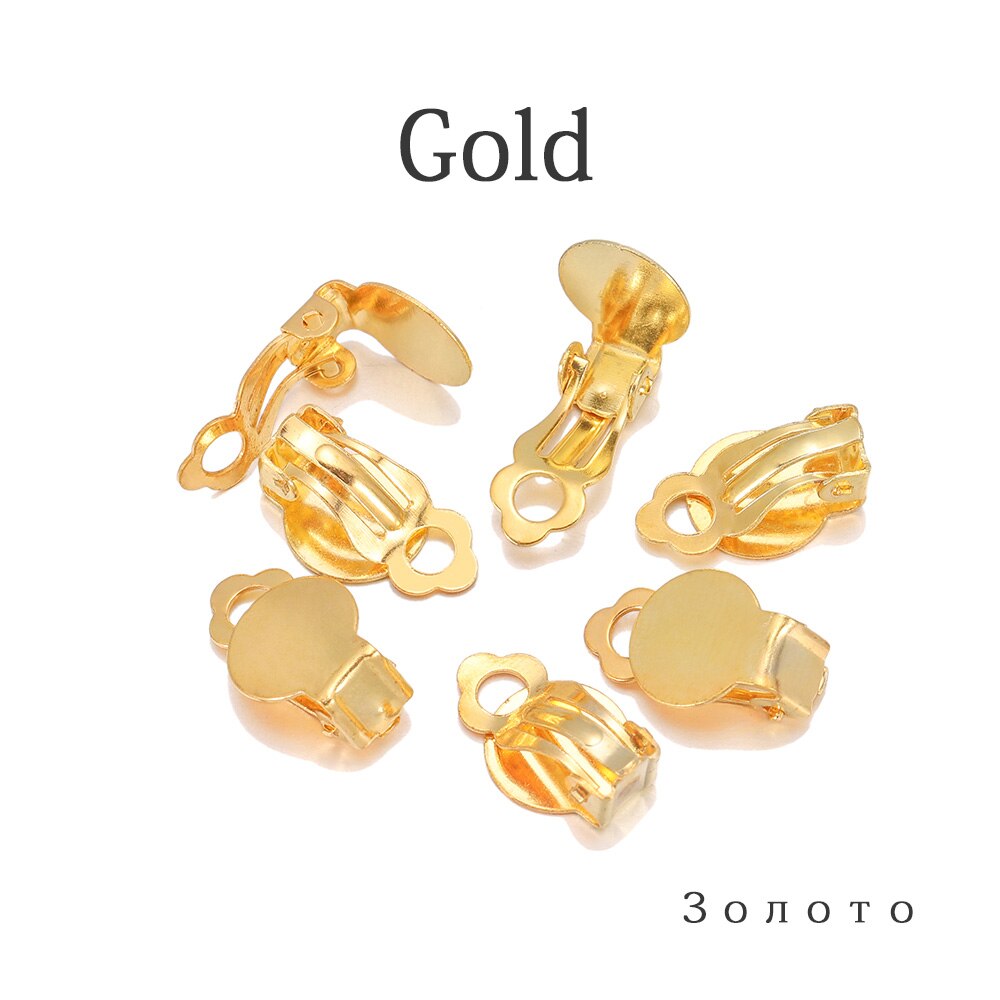 50 pz/lotto Oro Orecchio Clip di Orecchini di Base In Bianco Impostazione Fit 10 millimetri di Vetro Cabochons Orecchino di Risultati Dei Gioielli FAI DA TE Che Fanno Forniture: Gold