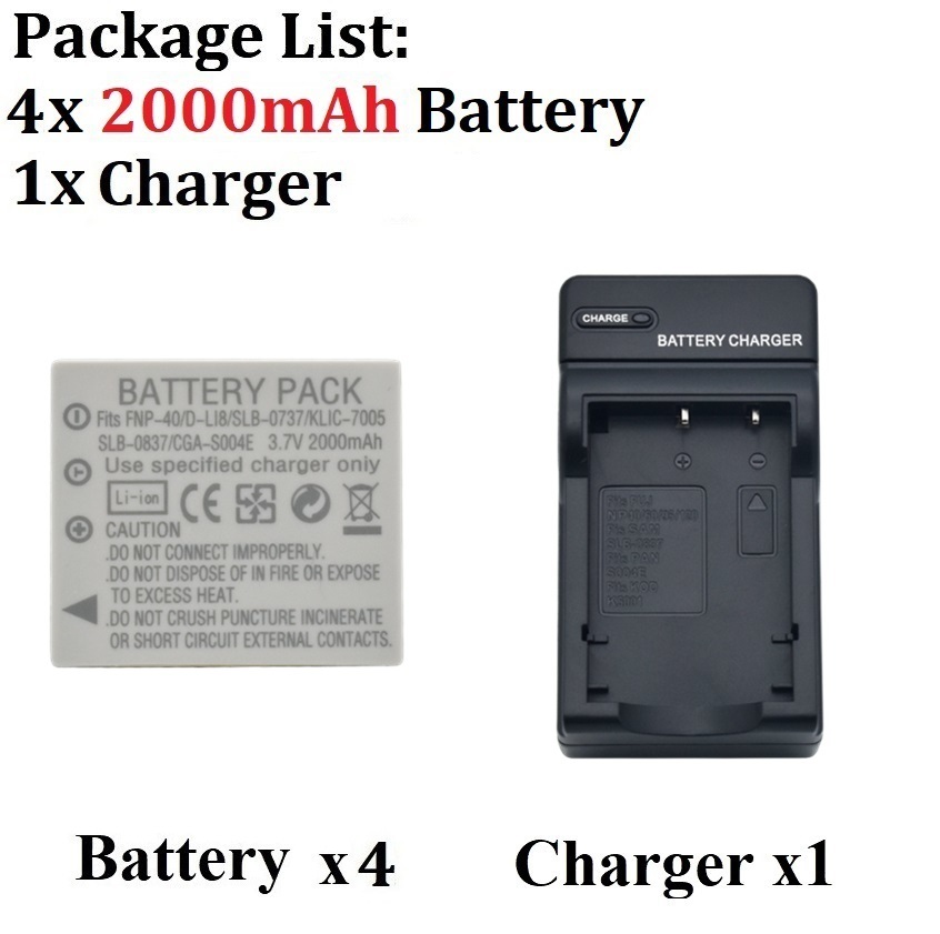2000mah NP-40 NP40 FNP-40 battery + charger for Fuji F40iF455 F460 F470 F480 F601 F610 F650 F710 F710 F810 Z1 Z2 Z3 Z5 V10 J50: other