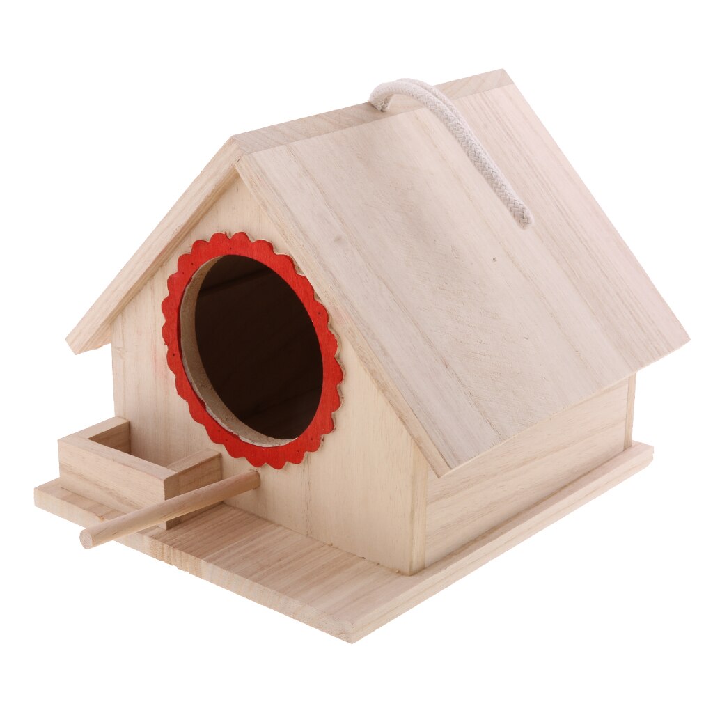 Houten Vogel Huis Vogelhuisje Opknoping Nest Nestkastje Met Touw Thuis Tuin Opknoping Houten Vogelhuisje