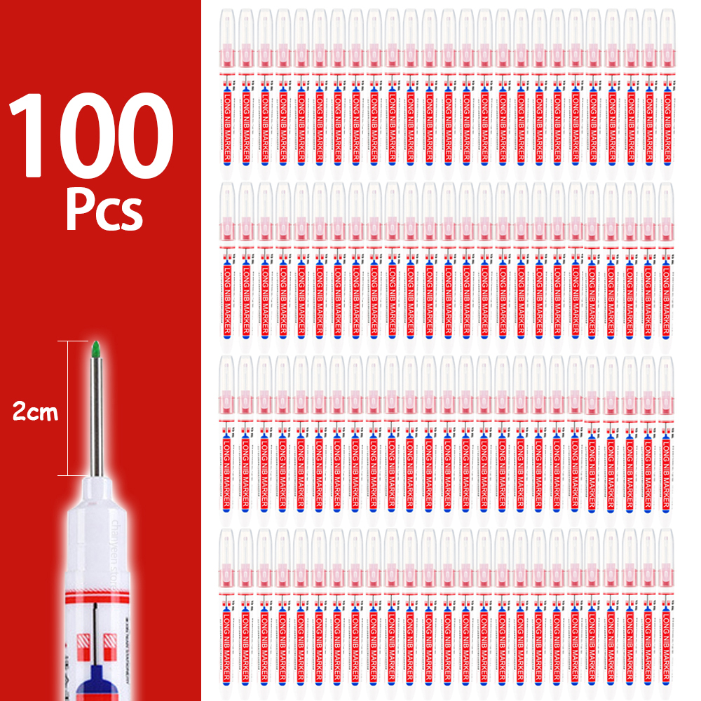 Rotuladores de cabeza larga impermeables de 2cm, rotulador de Agujero profundo para herramientas de carpintería de carpintero de Metal, Blanco/rojo/negro/azul/verde, 5-100 Uds.
