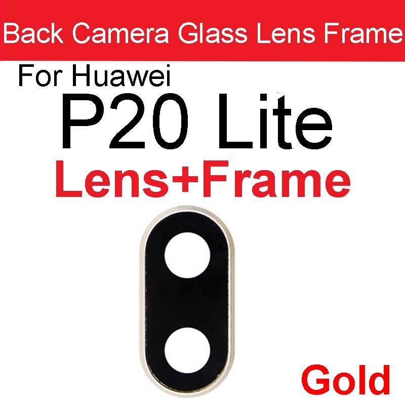 Rear Camera Lens For Huawei P20 P20 Pro P20 Lite Back Camera Glass Cover Frame Cover Holder Protection Lens Replacement Parts: P20 Lite  Gold