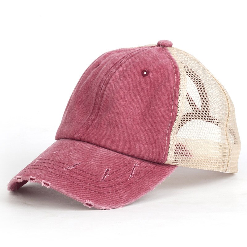 1 stk. justerbar solhat unisex afslappet almindeligt mesh baseball cap snapback hatte til kvinder mænd hip hop trucker cap streetwear hat: Rød