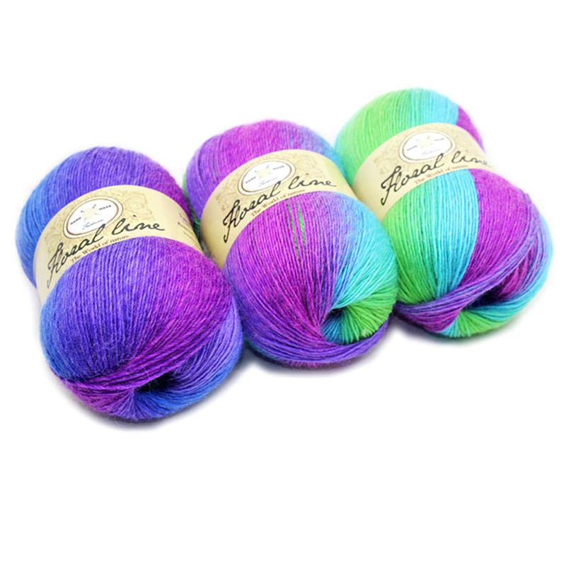 Soft Worsted Yarn Rainbow Gradient Colors DIY Baby Knitting Wool Shawl Scarf Crochet Thread Supplies: 9