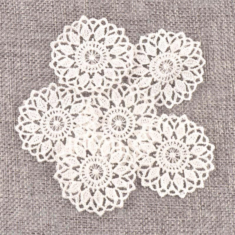 Garniture en maille avec appliques en dentelle blanche, fleur pour coudre sur tissu Guipure, fournitures de mariage, décoration de la maison