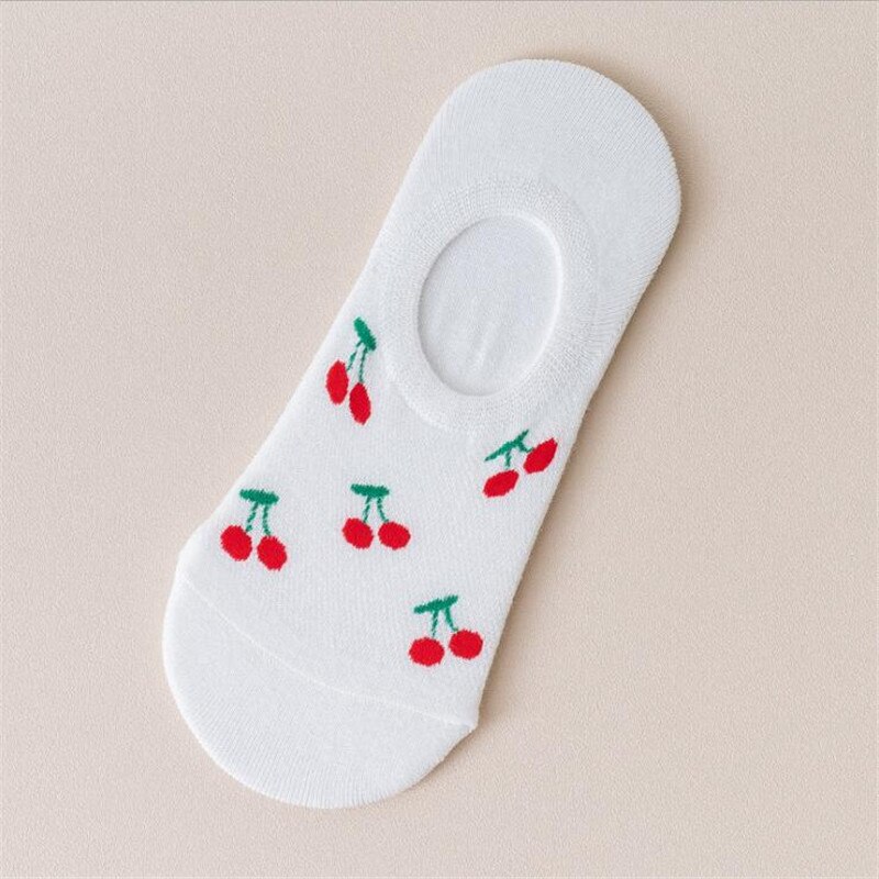 Novedad en calcetines cortos estampados de fresa y plátano para mujer, calcetines de frutas Kawaii, zapatillas medias invisibles de algodón para mujer, calcetines cortos: 9