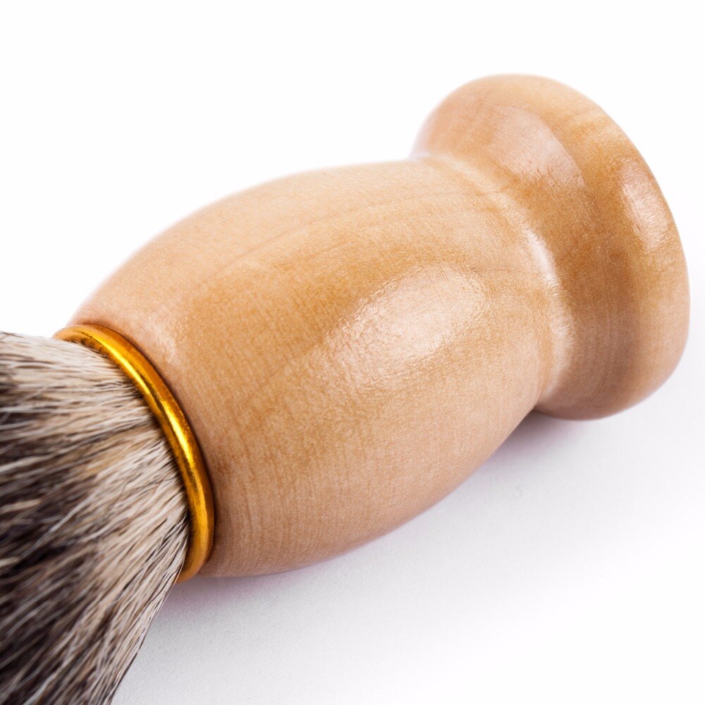 Qshave man pure badger hair barberbørste 100%  for sikkerhed lige klassisk sikkerhedsskraber  it 10.3cm x 4.9cm brun træfarve