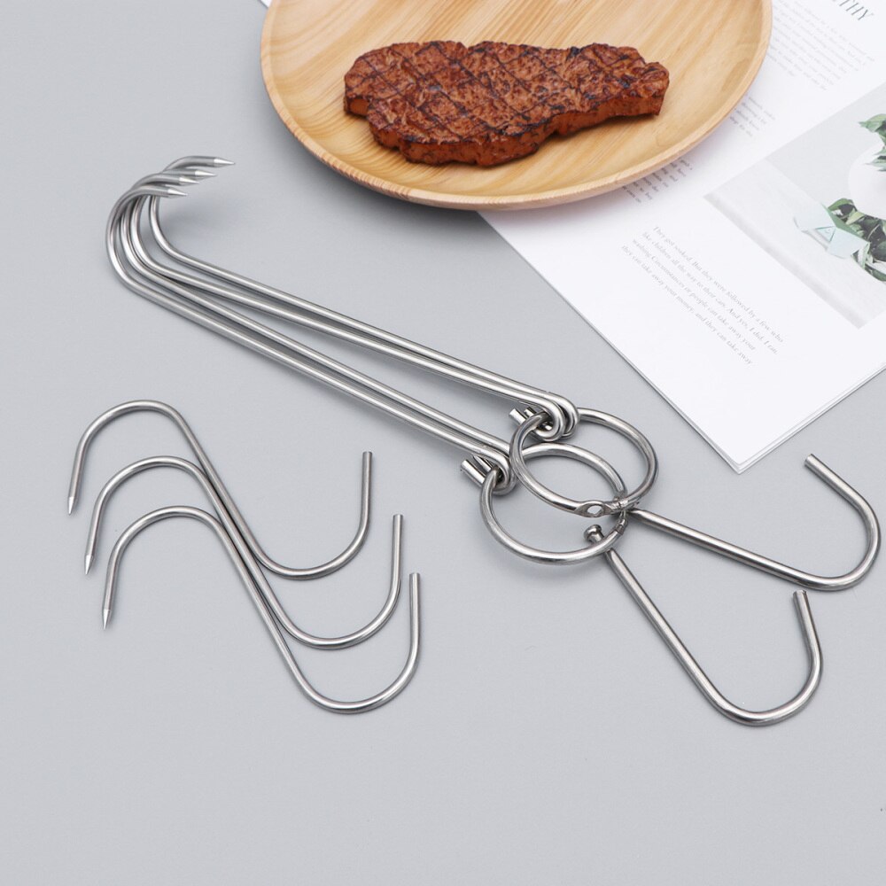 5 stk kødkroge rustfrit stål s formede kroge dobbeltkroge til slagterkødtørring: Default Title