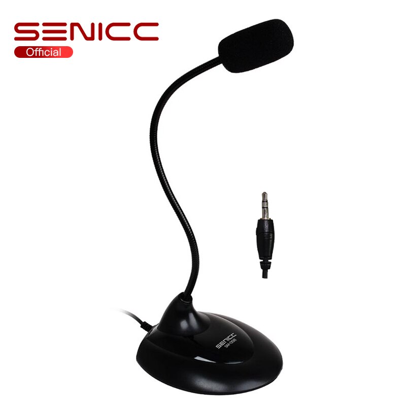 SENICC SM-008 Flexibele Stand Mini Studio Speech Microfoon 3.5mm Plug Zwanenhals Mic Bedrade Microfoon voor Computer PC Notebook