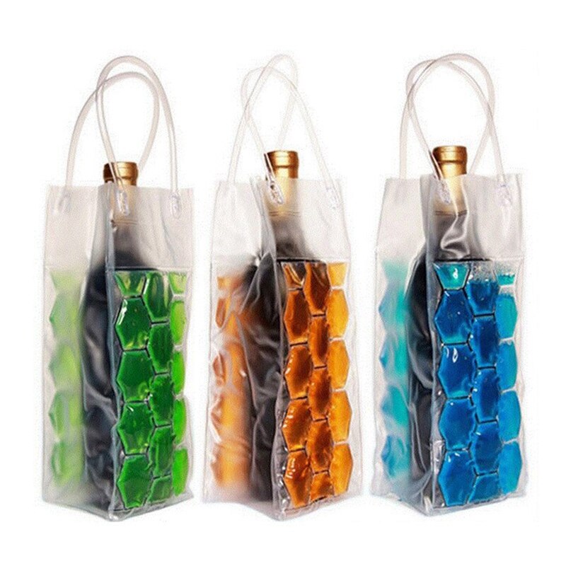 Bolsa de congelador portátil para botellas de vino, herramientas de hielo para licor, Enfriador de champán, cerveza, Gel de refrigeración, soporte de hielo con asas