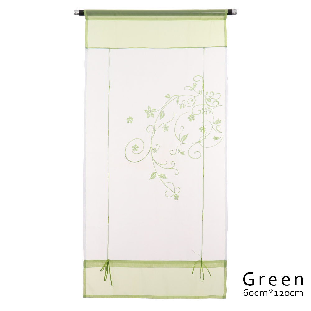 1pc romerske persienner vindue tyl voile gardin populært flot gennemsigtigt polyester gardiner broderet pastoral gardin boligindretning: 60cm x 120cm grønne