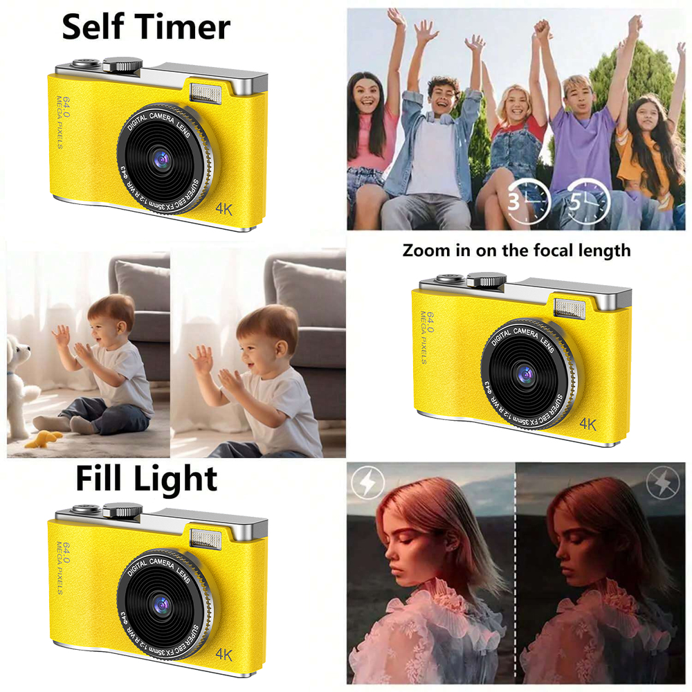 Kinder-Digitalkamera für Kinder, Camcorder, wiederaufladbare Kameras, Vlogging-Kamera, 6,1 cm, wiederaufladbar, für Kinder-Anfängerfotografie