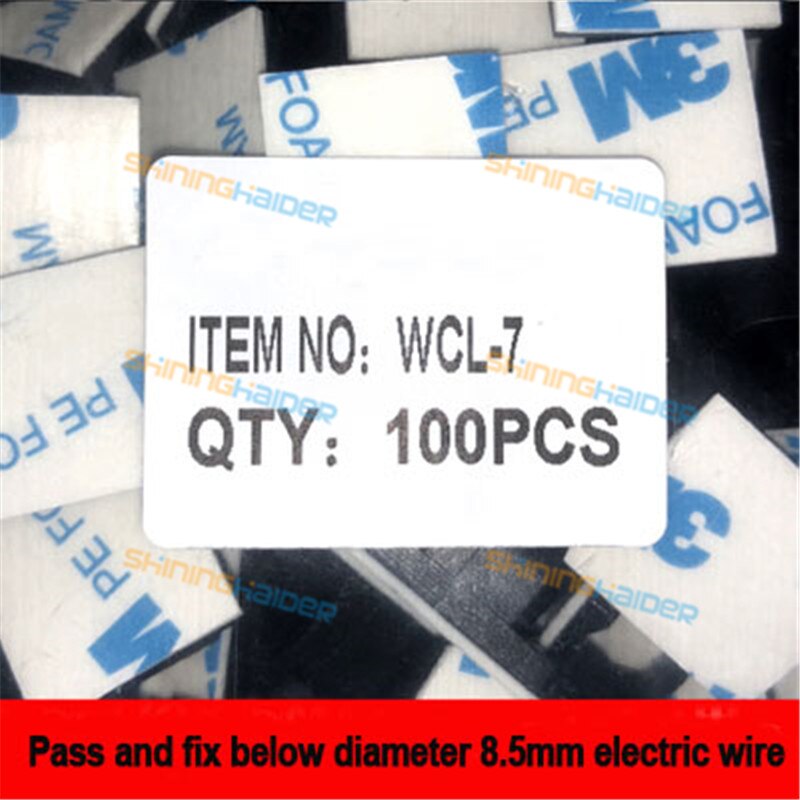 White black color Fixed wire clip retainer black/white thread clip holder for sticky wire base: 100PCS BLACK WCL-7