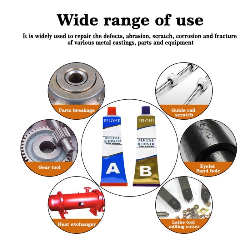 20/50/100g Industrial Repair Paste Glue Heat Resistance Cold Weld Metal Repair Paste A&B Adhesive Gel