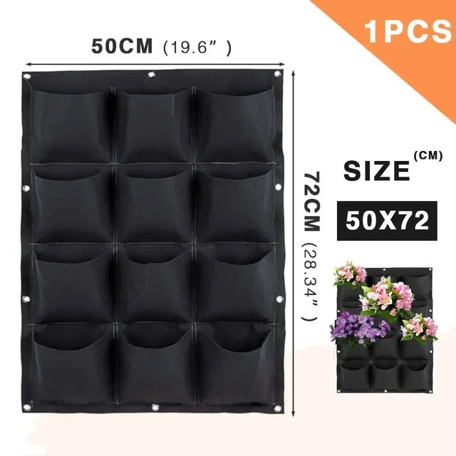 Flerlomme plantepose filt grønnsaker frukt blomster dyrkeposer for planter hengende vertikalt hjem hageverktøy plantesåpotte: Blå
