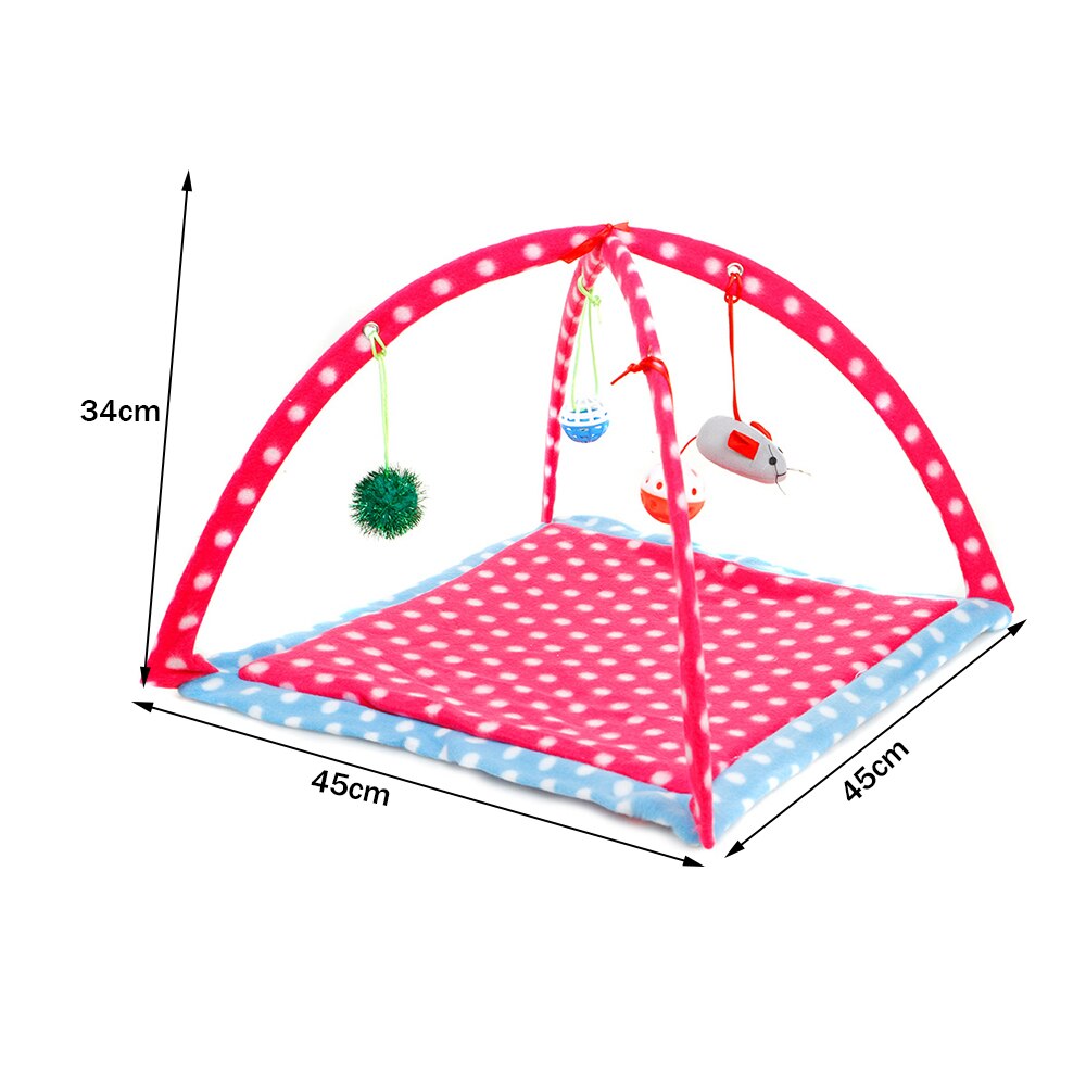 Foldable Cat Play Mat Cat Interactive Tent Activity Center with Hanging Cat Toys Balls Mice Outdoor Cat Bed Pad Sleep Play Tent: 5