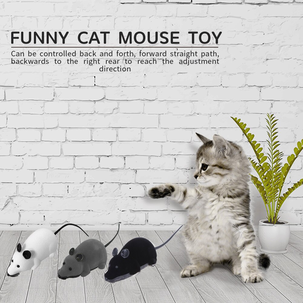 Ratón electrónico a control remoto para gatos y mascotas, juguete interactivo divertido de felpa con control remoto inalámbrico, en 4 colores, para gatitos y Mascotas