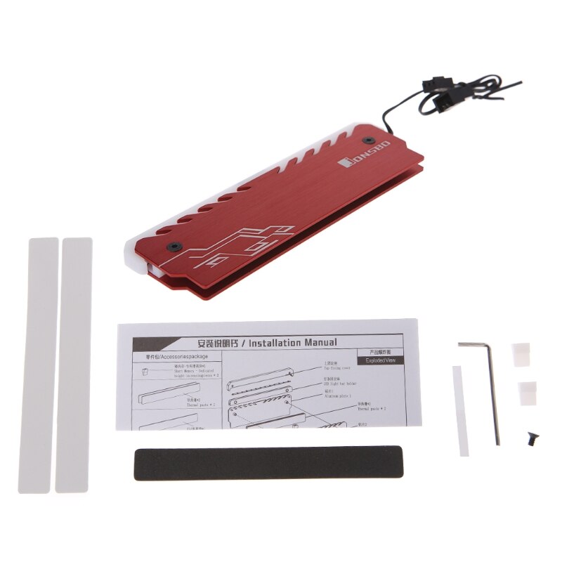 Aluminum RAM Heatsink Cooler RGB 265 Light Radiator Desktop Memory Cooling Vest: Red