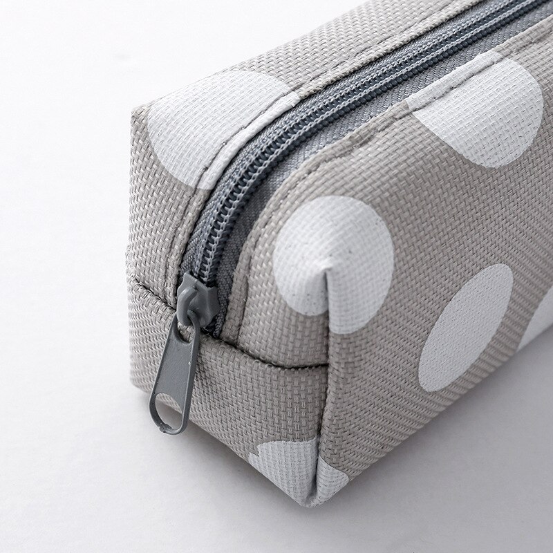 Cute Canvas Pencil Case High Capacity Lattice Stripe Square Pen Pencils Bags For Girls School Supplies Box Pouch Stationery