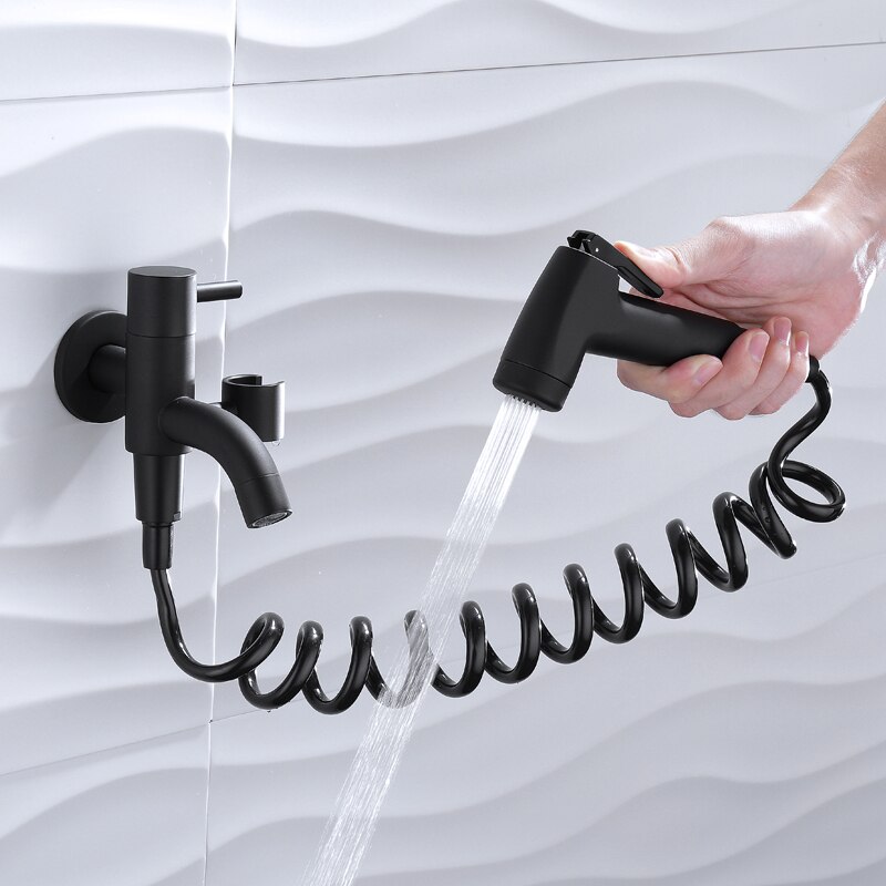 Mosiężne czarne końcówki robić bidetu zimna woda toaleta narożna ręczna rączka bidetowa ścienna bidet zestaw czarny kolor