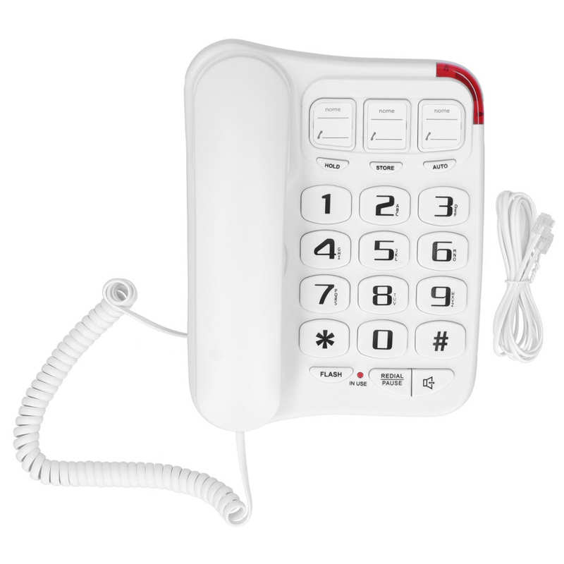 TCF-2300 Large Clear Button Desk Wall-Mountable phone Single Line Corded Telephone for Home Office: White