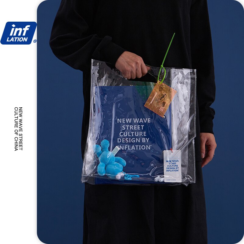 INFLATION Clear PVC Tote Large Transparent Plastic Beach Bags Summer Travel Bag Shopping Bag 177AI2018