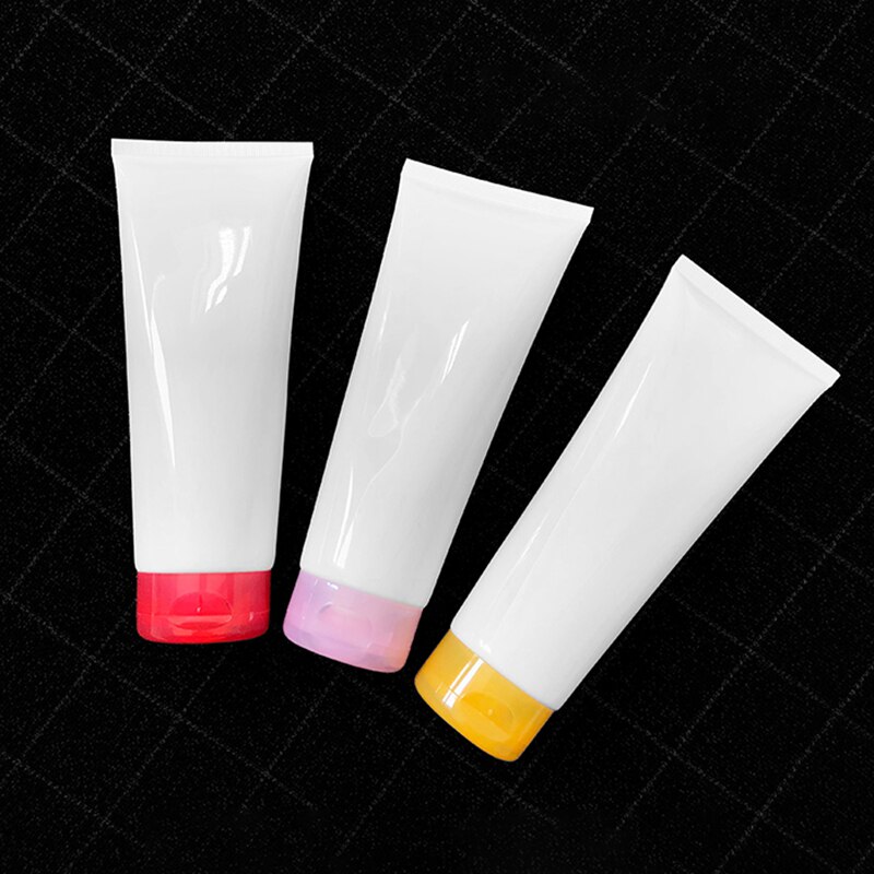 Empty 200g White Squeeze Bottle Cosmetic Container 200ml Face Lotion Hand Cream Packaging Plastic Refillable Tube