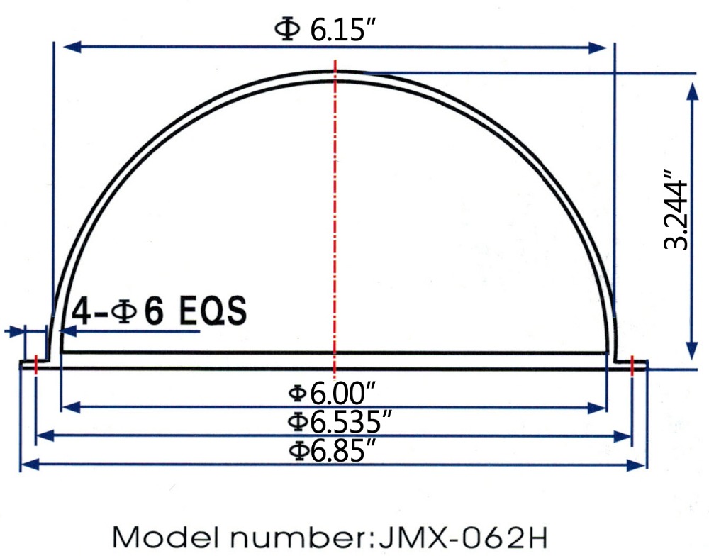 JMX 6.2 INCH Acrylic Indoor / Outdoor CCTV Replacement Clear Camera Dome Housing Security Dome Camera Housing