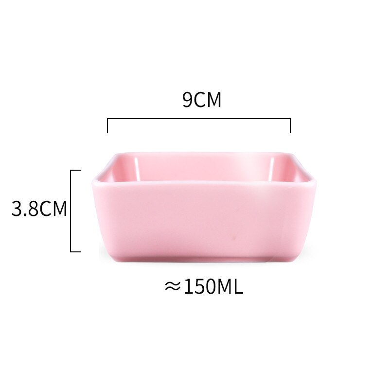 Keramik Kleine Quadratischen Schüssel Mini Schüssel Multi-Farbe Nachtisch Soße Essig Dishs Porzellan Abendessen setzt Geschirr Tablett Küche Zeug: rosa