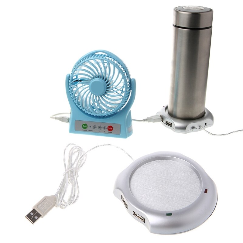 USB Tea Coffee Cup Mug Warmer Heater Pad with 4 Port USB Hub PC Laptop