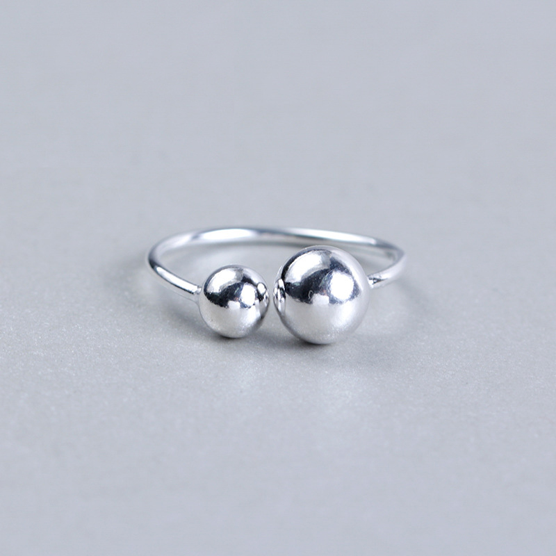 Kindey 925 Sterling Silver Beads Ball Rings For Women Big Antique Rings Finger Jewelry