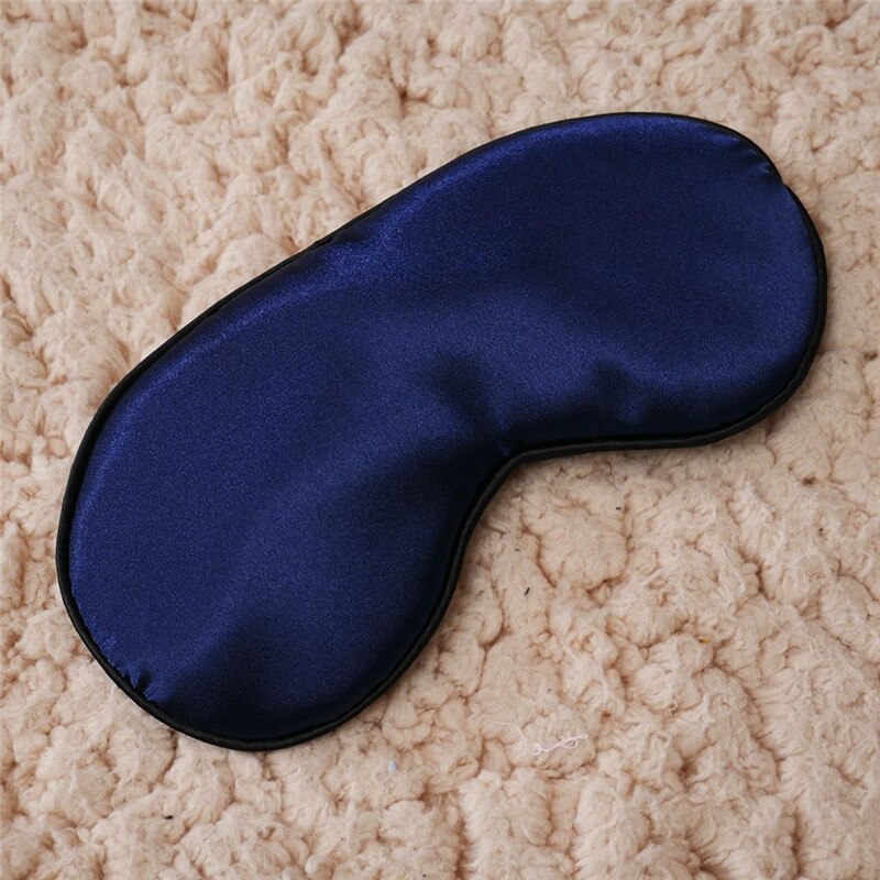 9 kleuren slaapmasker van zuivere zijde, gewatteerde schaduwbedekking, reisontspanningsmasker, blinddoek, reisaccessoires: Marineblauw