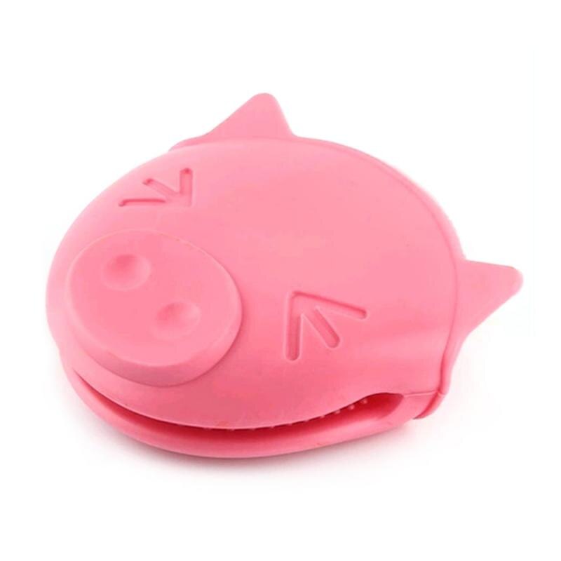 2Pcs/Set Non Stick Anti-slip Crocodile Pig Silicone Heat Holder Cooking Baking Oven Mitts Cute Gloves Bakeware Kitchen Tools: pig
