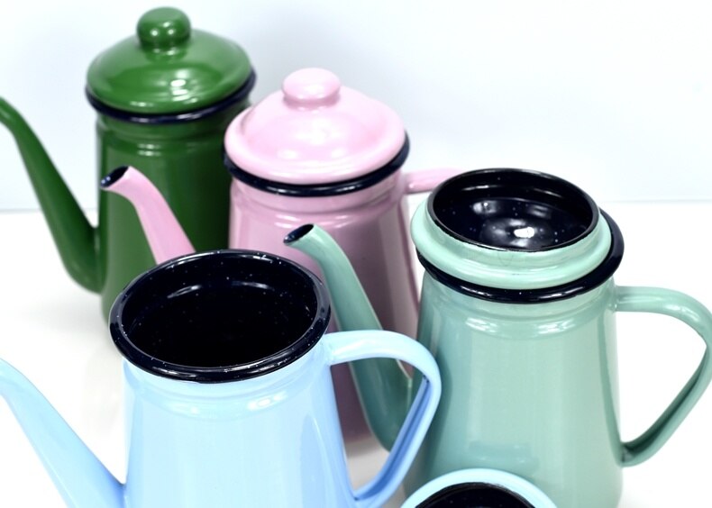 1.1L Enamel Coffee Pot Hand Tea Kettle Induction Cooker Gas Stove Universal