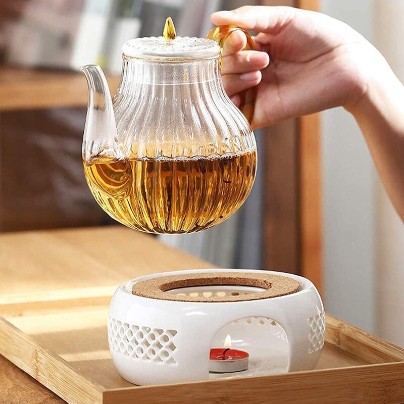 Ceramic Teapot Warmer, Teapot Warmer with Cork Cushion, Perfect for Glass Teapots and Ceramic Teapot