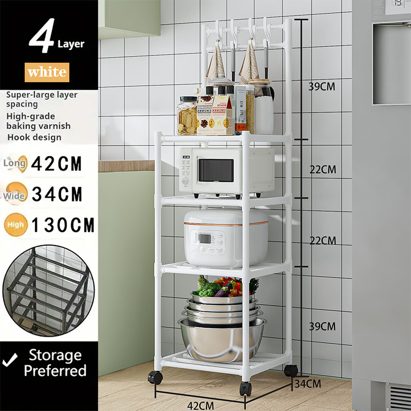 Kitchen Storage Rack Microwave Oven Pot Organizer Rolling Large Capacity Oven Rack Microwave Oven Shelves Standing Storage Shelf: light green