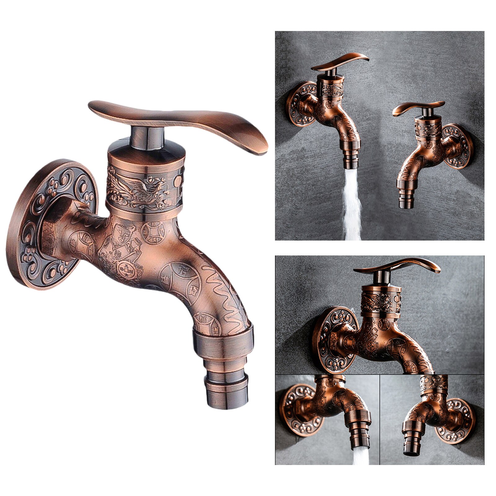 Vintage Style Wall Mount Bibcock Garden Bathroom Kitchen Faucet Mop Taps