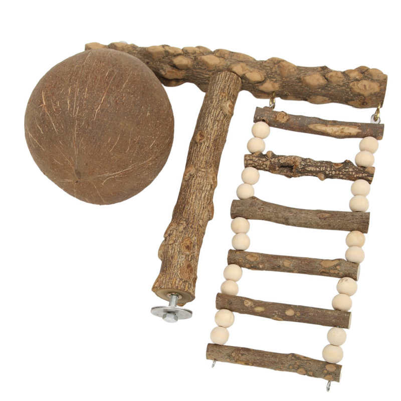 Tabletop T Parrot Perch Safe Lightweight Grip Ability Bird Wood Playstand Easy To Clean with Climbing Ladder Base for Parakeets