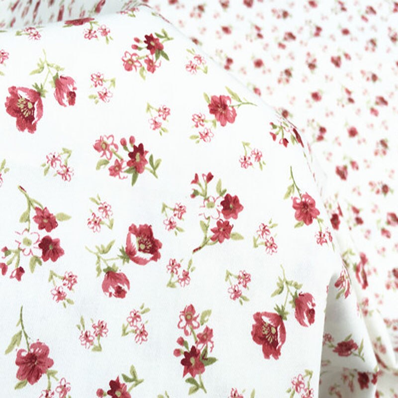 160 cm Breedte Romantische Polka Dot Rood Blooming Rose Bloemen Gedrukt Katoen Stof Bloemen Stof DIY Naaien Baby Doek Thuis docor: small flower / 1piece 50x160cm