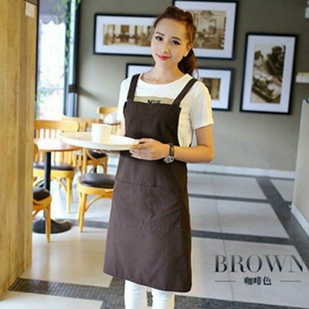 Unisex Apron Kitchen Work Garden Doble Sided two Pocket Cover Smock Pinafore Apron: Style 4