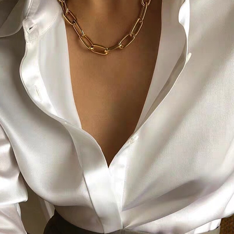 17KM Gothtic U Shape Thick Chain Choker Necklaces For Women Men Gold Chain Link Chunky Necklaces Jewelry: CS5110001