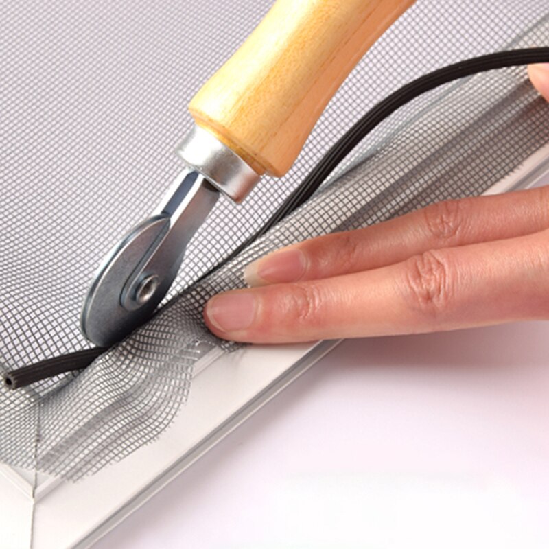 Tweekoppige Druk Roller Houten Handvat Screen Venster Katrol Installatie Houten Wiel Roller Rubber Strip Accessoires