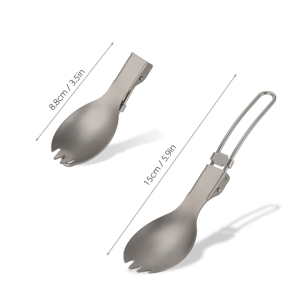 Lightweight Titanium Folding Spork Spoon Water Cup Mug for Travel Camping Tableware Outdoor Cookware Dinner Flatware Set