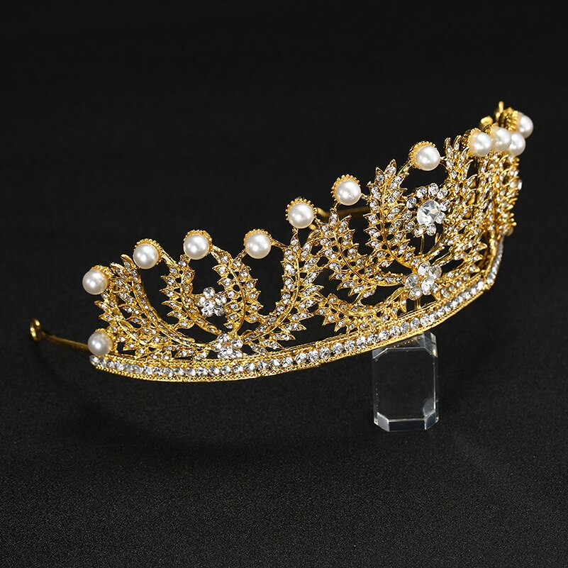 European and American style golden baroque bridal crown tiara rhinestone hair accessories princess crown wedding dress accessori