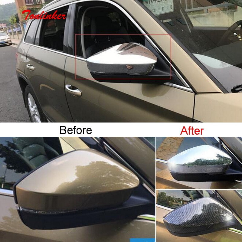 Pegatinas de cubierta de Tonlinker para SKODA KODIAQ -18, decoración para el coche, 2 uds ABS cromado, pegatinas de decoración para el espejo retrovisor Exterior