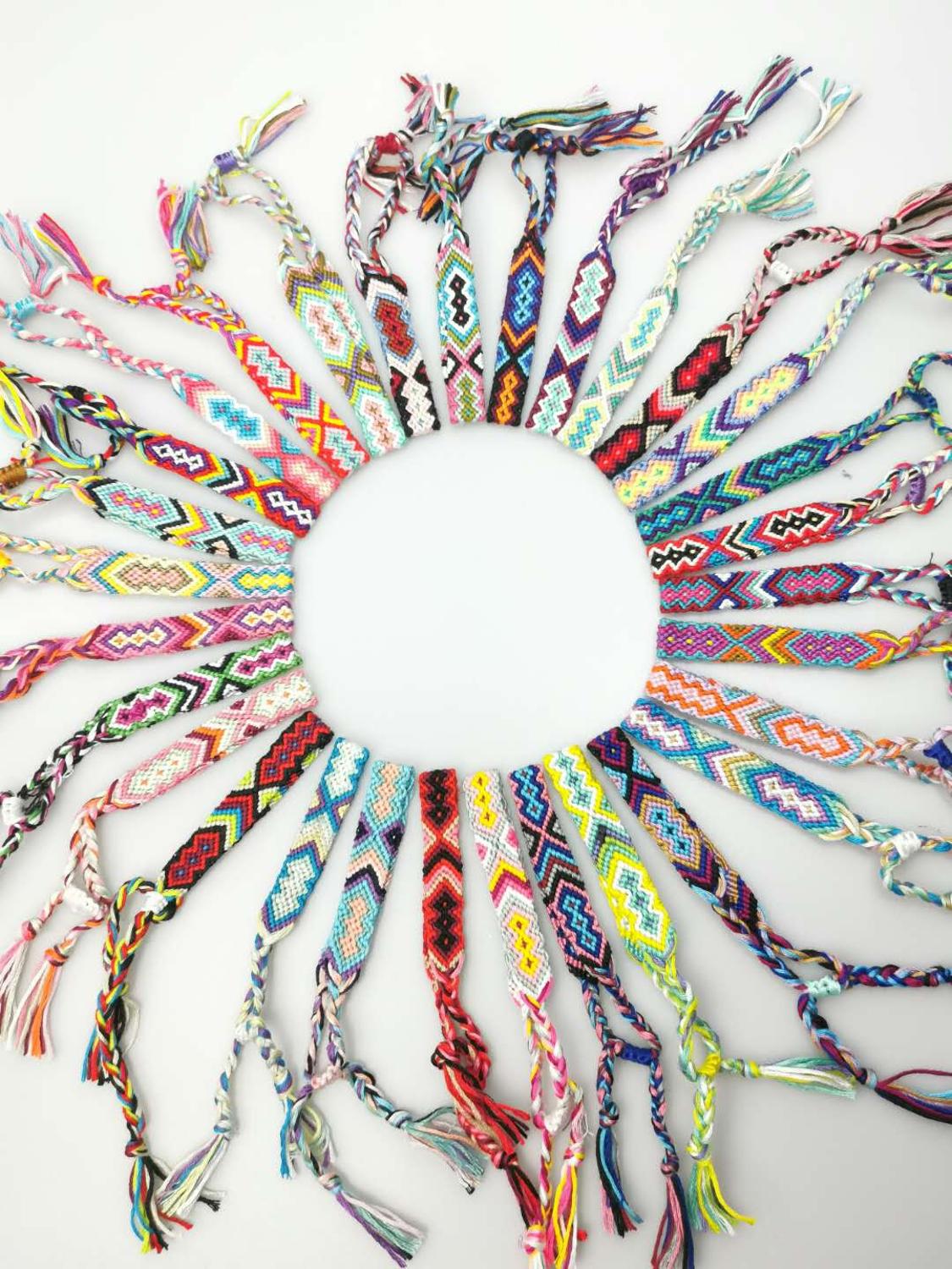 Boho Handwove di Amicizia Del Braccialetto Delle Donne Della Ragazza 100pz Casuale di colore Del Ricamo Stringa tutto'ingrosso Della Spiaggia di proprietà di Surf Gioielli Regalo