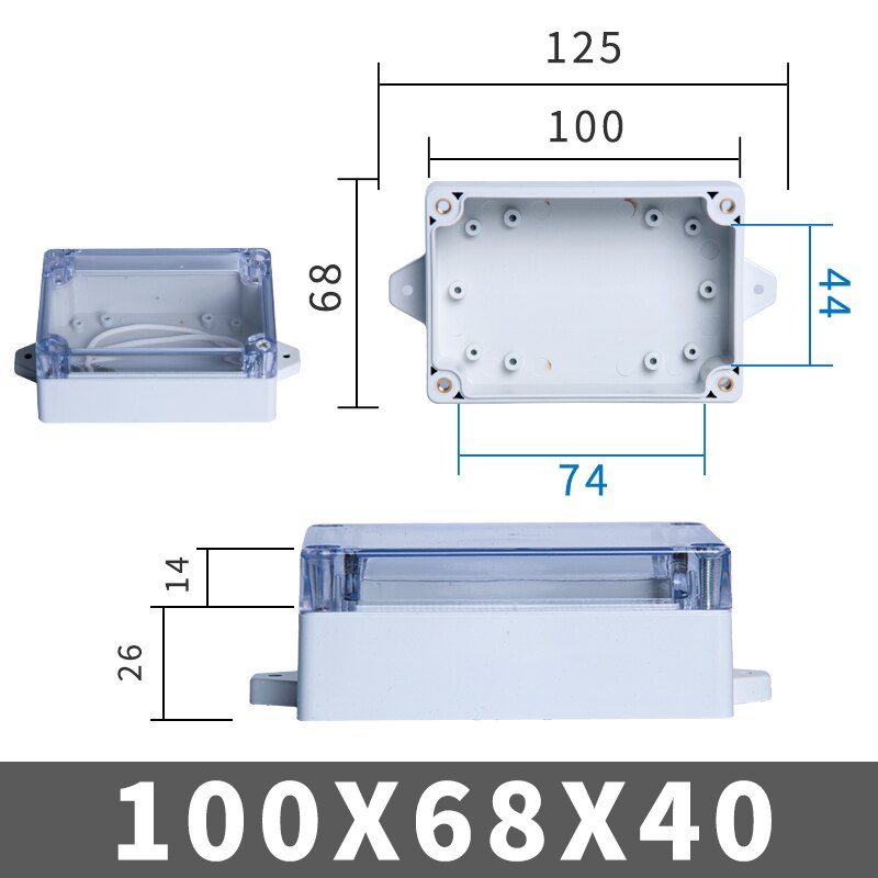 IP67 Plastic Transparent Box Waterproof Enclosure Electronic Project Outdoor Instrument Electrical Project Box Junction Housing: 100-68-40