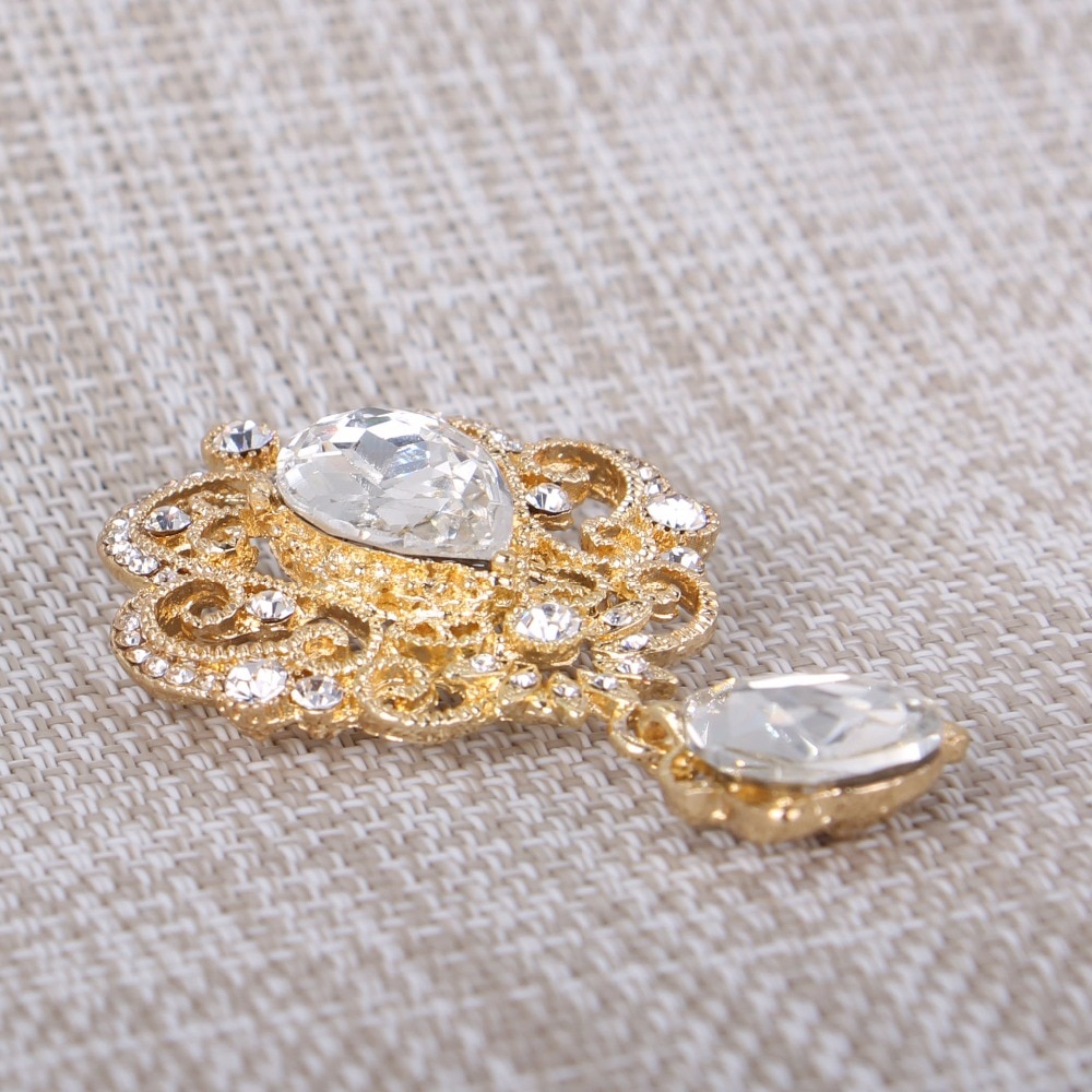 DIEZI Luxury Crystal Gold Crown Brooch Jewelry Women Brooches For Wedding Big Water Scarf Brooch Pins Bouquet