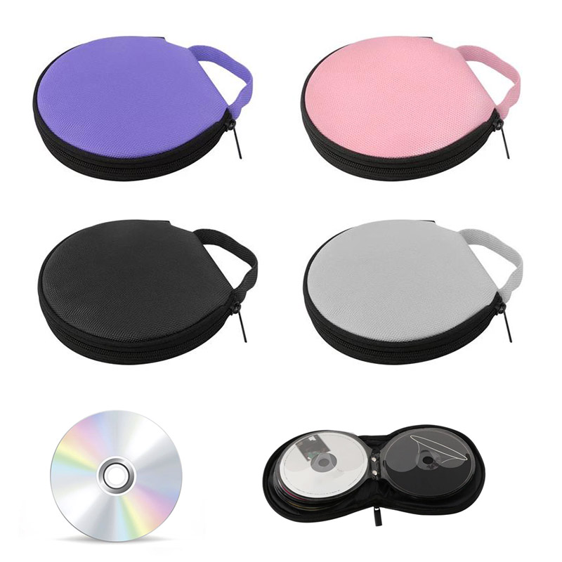Portable CD DVD Case 20 Capacity Oxford Cloth Storage Bag Round Holder with Zipper for Home Car CD Box Bag