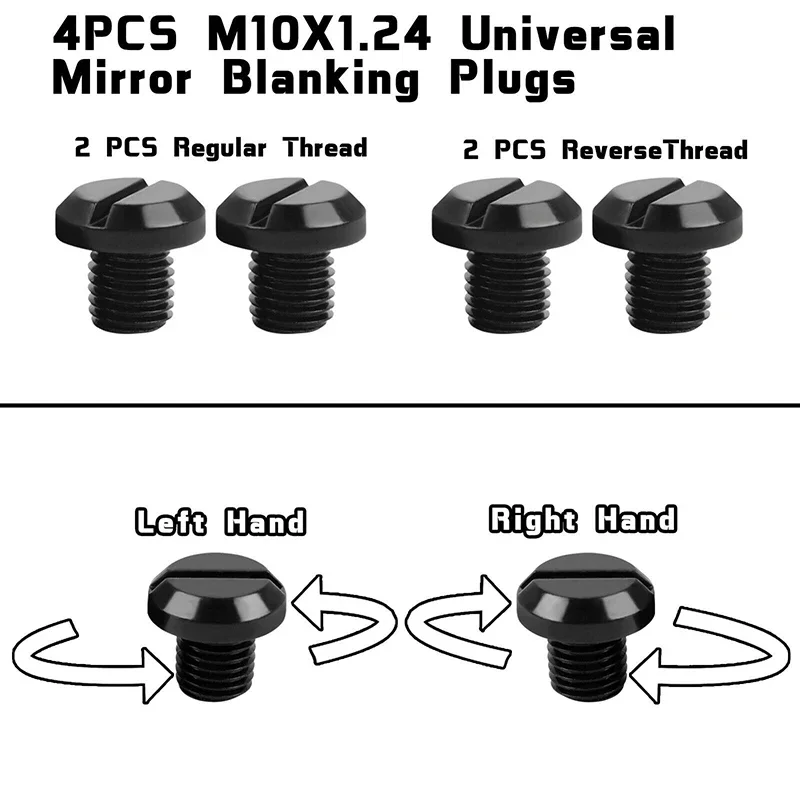 4 Stück M10 x 1,25 CNC-Motorrad-Spiegelloch-Blindstopfen, Schrauben, Bolzen, Verknüpfungen, Rechtsgewinde, Spiegellochkappen, universelle Passform