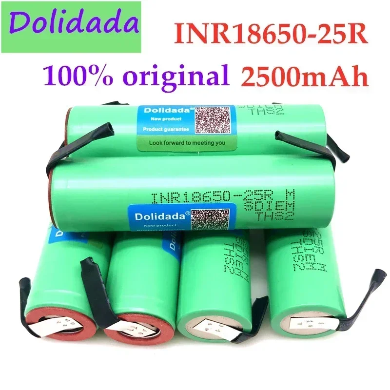 Original 18650 lithium battery 3.6V 2500mah INR 25R 20A battery for pool screwdriver flashlight+nickel DIY